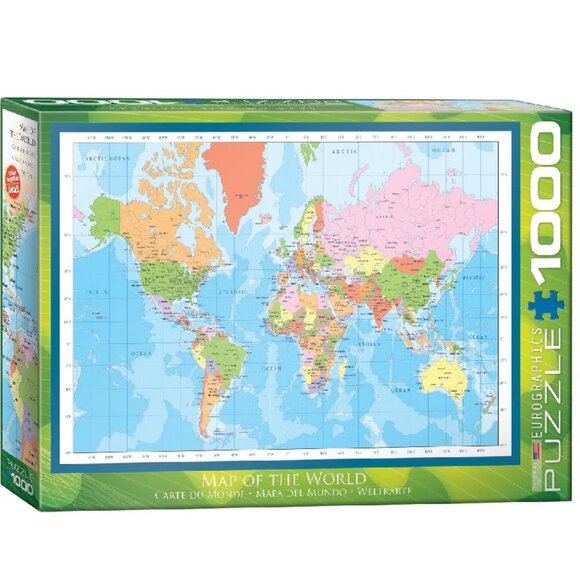 New sealed Eurographics 1000pcs Adult Puzzle -Modern Map of the World - Picture 1 of 12